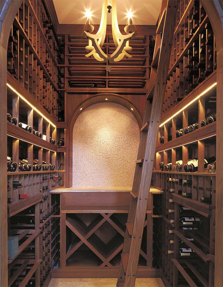 Beautiful wood wine cellar in Tiburon, California