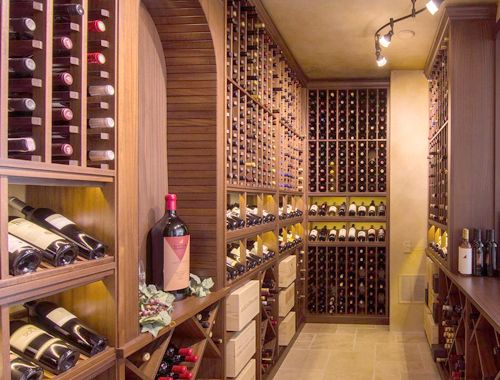 Beautiful Wood Wine Cellar With Archway