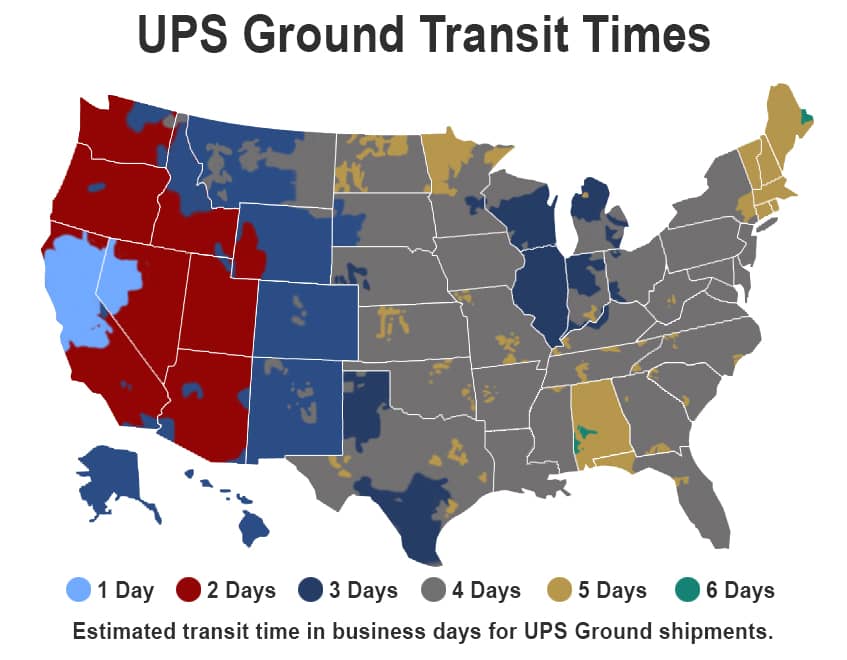 Ground Shipping Timing Map