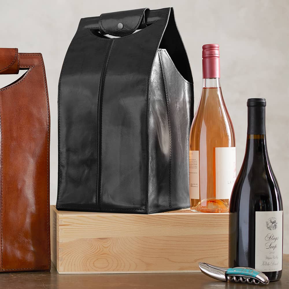 Leather cheap wine pouch