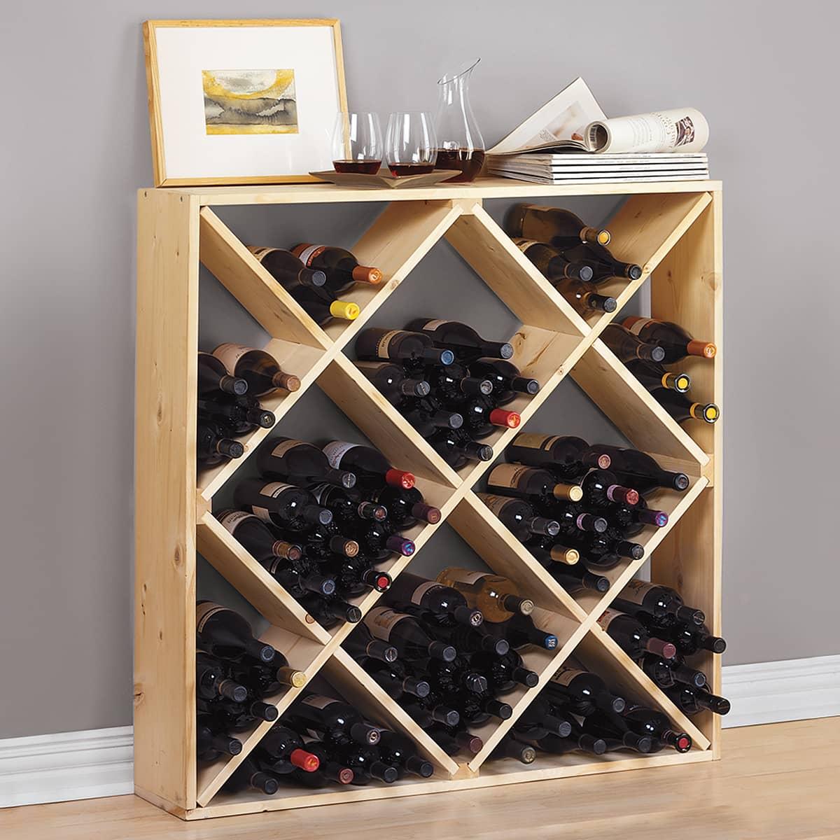 Pine Diamond Rack 112 Bottle Unstained 3370 IWA Wine Accessories