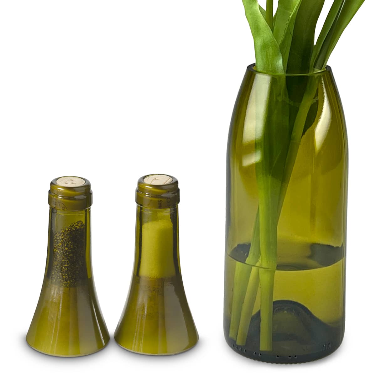 Recycled Wine Bottle Tumblers Green Set of 4 #5204