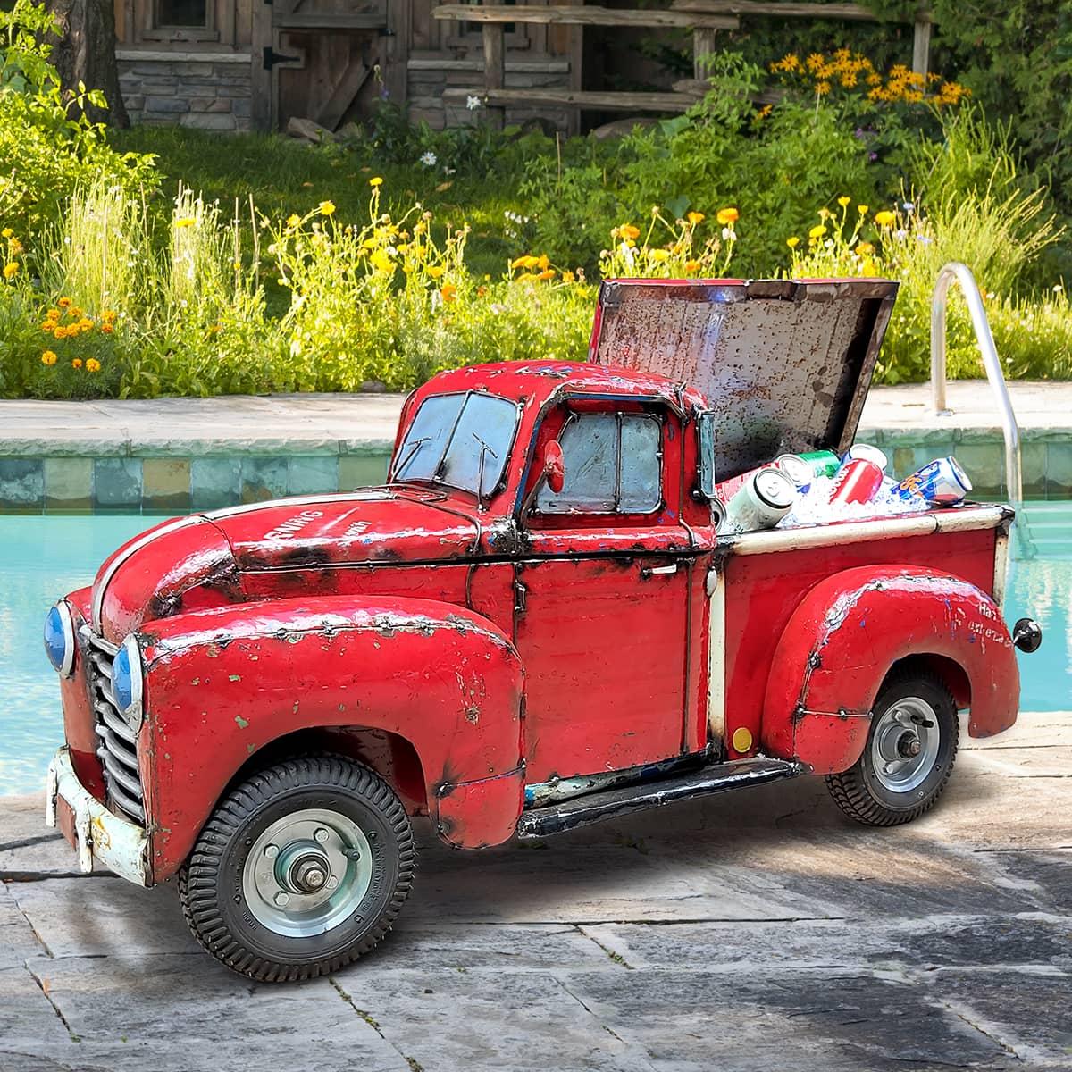 Vintage red cheap pickup truck