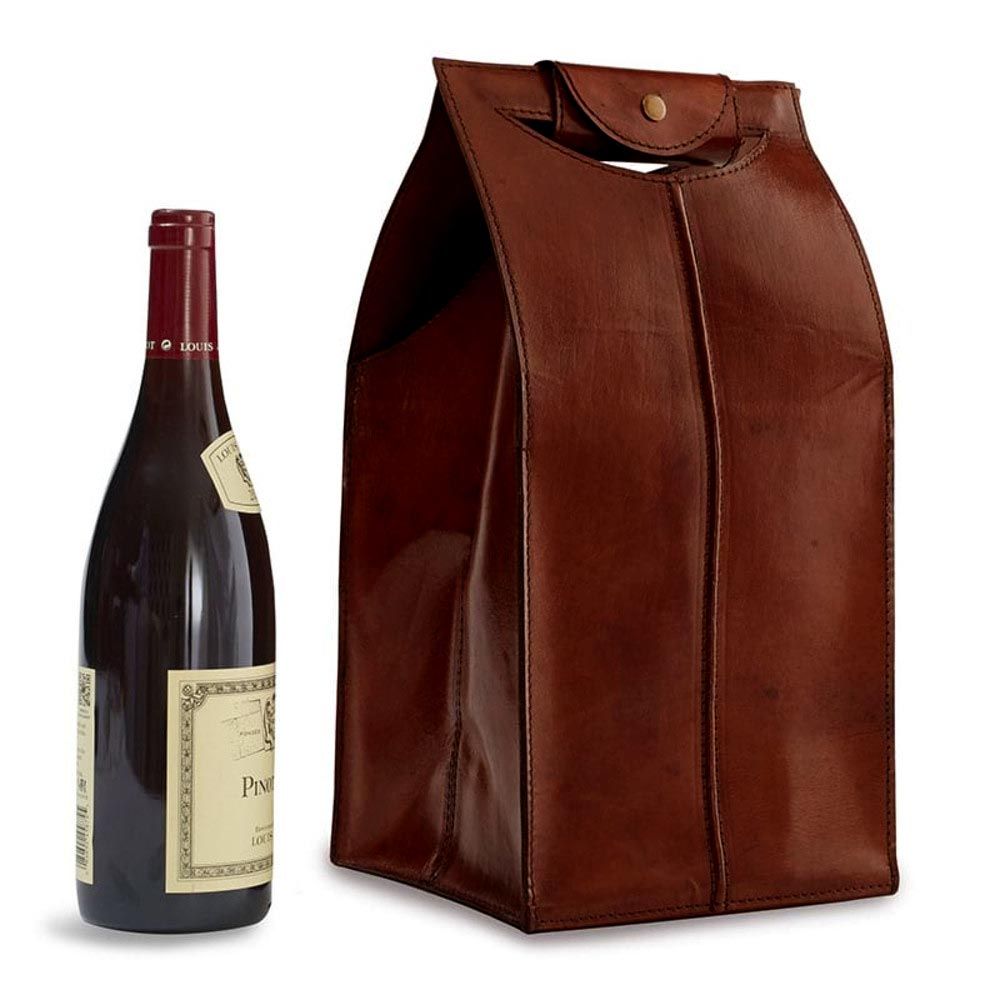 leather liquor bottle carrier